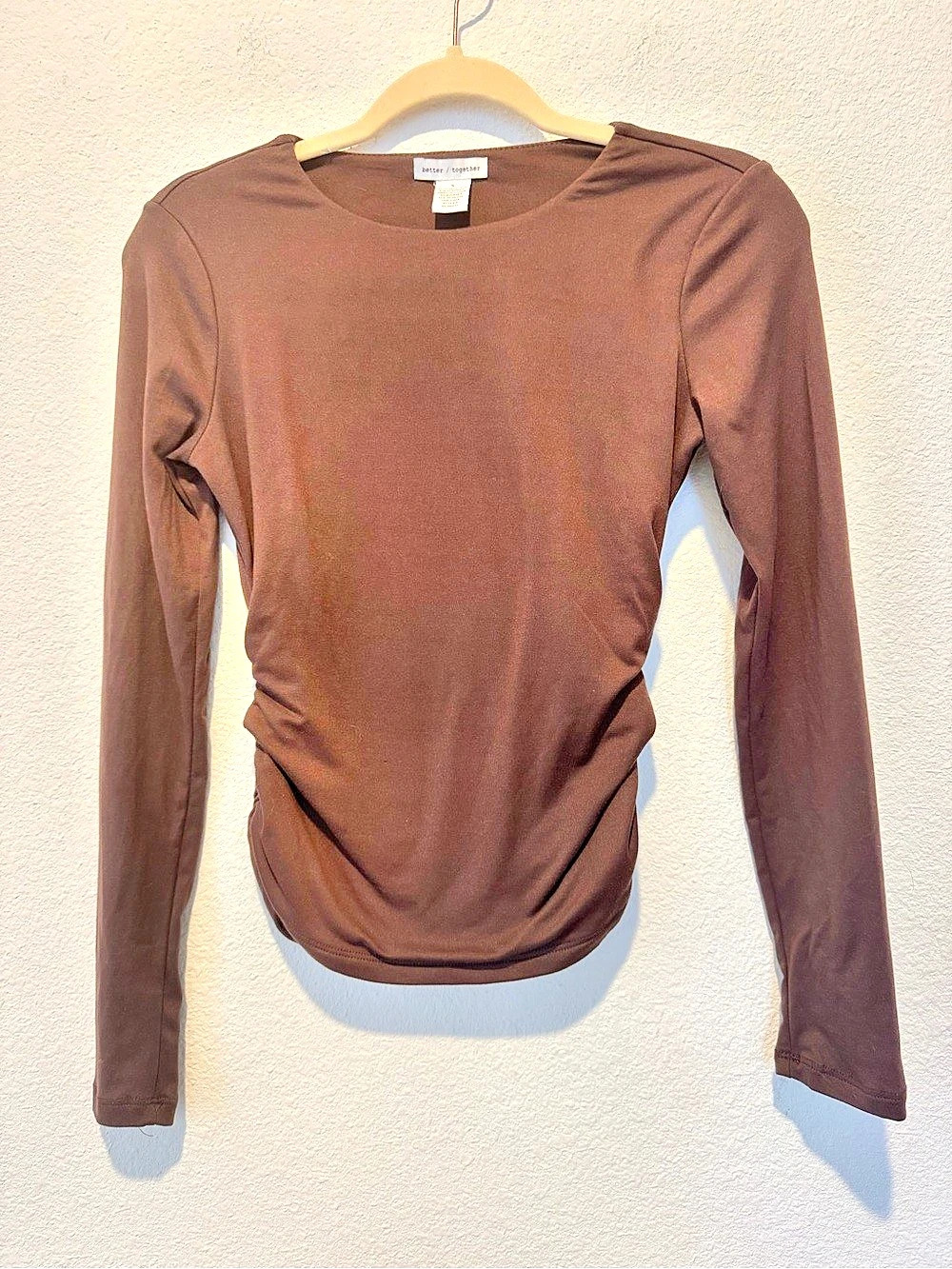 better / together Ruched Long Sleeve Top in Brown Small Like New